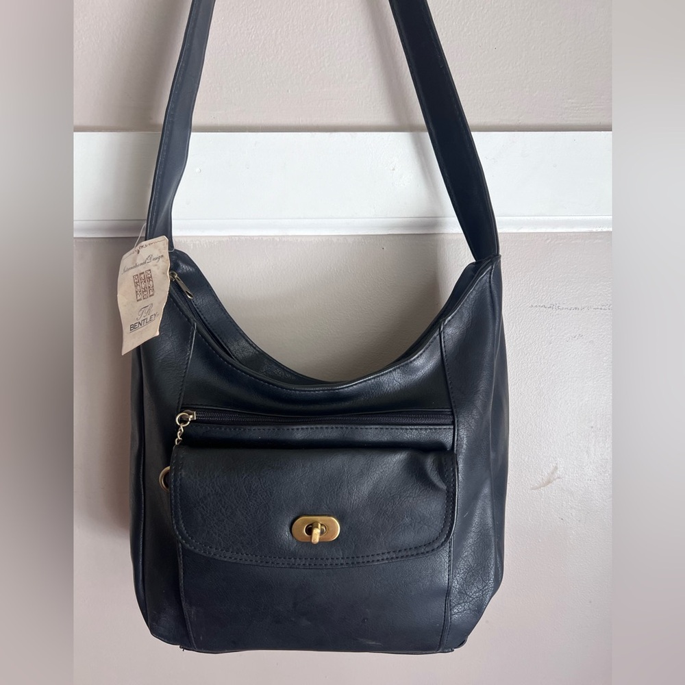 Classic Black Leather Shoulder Bag